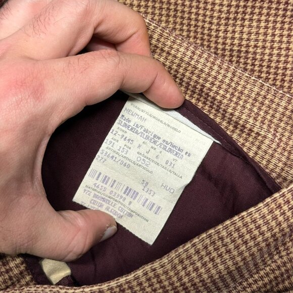 Hugo Boss Corduroy Pants Houndstooth Soft Brown "Newman" Stretch Cotton 36x32 - Picture 6 of 11